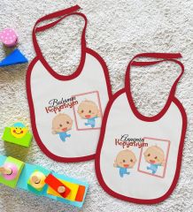 BK Kids Anne ve Baba Tasarımlı 2’li Kırmızı Mama Önlüğü-2