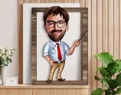 BK Gift Kişiye Özel Erkek Öğretmen Karikatürlü 3D Ahşap Tablo, Sevgiliye Hediye, Arkadaşa Hediye, Yıl Dönümü Hediyesi, Doğum Günü Hediyesi-2