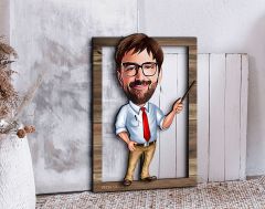 BK Gift Kişiye Özel Erkek Öğretmen Karikatürlü 3D Ahşap Tablo, Sevgiliye Hediye, Arkadaşa Hediye, Yıl Dönümü Hediyesi, Doğum Günü Hediyesi-2