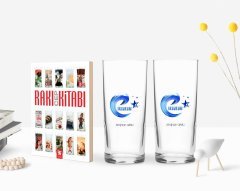 Kişiye Özel Renkli Baskılı Erzurum Tasarımlı Turistik İkili Rakı Bardağı ve Rakı Cep Kitabı Hediye Seti-1