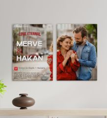 BK Gift Sevgililere Özel Romantik Film Afişi Tasarımlı 2’li Kanvas Tablo 30x50cm-3, Sevgiliye Hediye, Yıl Dönümü Hediyesi