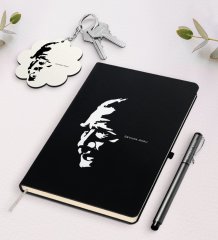 Kişiye Özel Atatürk Temalı Siyah Defter Kalem Ve Anahtarlık Hediye Seti-7