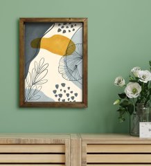 BK Gift Otel Odası Konseptli Doğal Masif Ahşap Çerçeveli Tablo 30x40cm-87