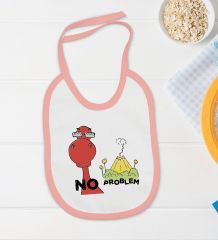 BK Kids No Problem Tasarımlı Pembe Bebek Body Zıbın ve Mama Önlüğü Hediye Seti-1