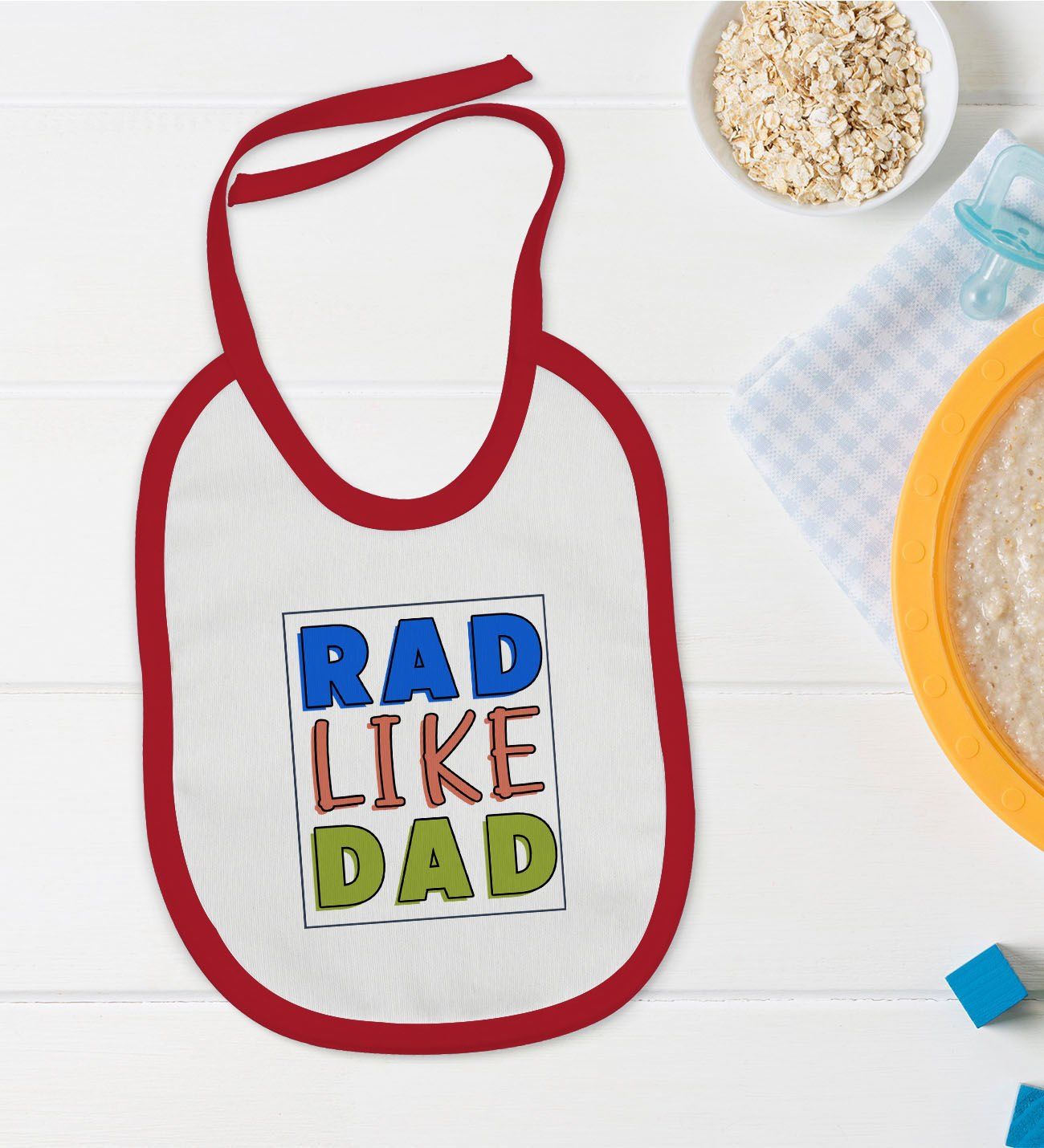 BK Kids Rad Like Dad Tasarımlı Kırmızı Bebek Mama Önlüğü-1