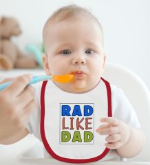 BK Kids Rad Like Dad Tasarımlı Kırmızı Bebek Mama Önlüğü-1