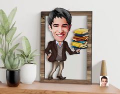 BK Gift Kişiye Özel Erkek Öğretmen Karikatürlü 3D Ahşap Tablo, Sevgiliye Hediye, Arkadaşa Hediye, Yıl Dönümü Hediyesi, Doğum Günü Hediyesi-1