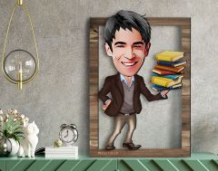BK Gift Kişiye Özel Erkek Öğretmen Karikatürlü 3D Ahşap Tablo, Sevgiliye Hediye, Arkadaşa Hediye, Yıl Dönümü Hediyesi, Doğum Günü Hediyesi-1