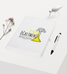 Kişiye Özel Kimya Öğretmeni Temalı Beyaz Defter Kalem Hediye Seti - 5