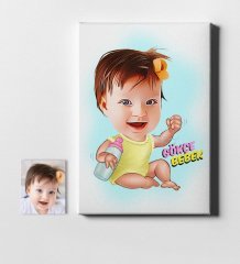 Kişiye Özel Bebek Karikatür Kanvas Tablo (50 x 70 cm.) 2