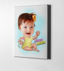 Kişiye Özel Bebek Karikatür Kanvas Tablo (50 x 70 cm.) 2