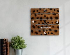 BK Home İsme Özel Dekoratif 45cm Ahşap Palet Duvar Saati-6