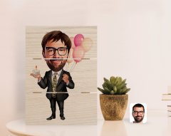 Kişiye Özel Erkek Doğum Günü Karikatürlü Otantik Masaüstü Ahşap Palet Çerçeve-3