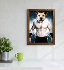 Evcil Dostlara Özel Boksör Tasarımlı Portre Doğal Masif Ahşap Çerçeveli Tablo 30x40cm-4