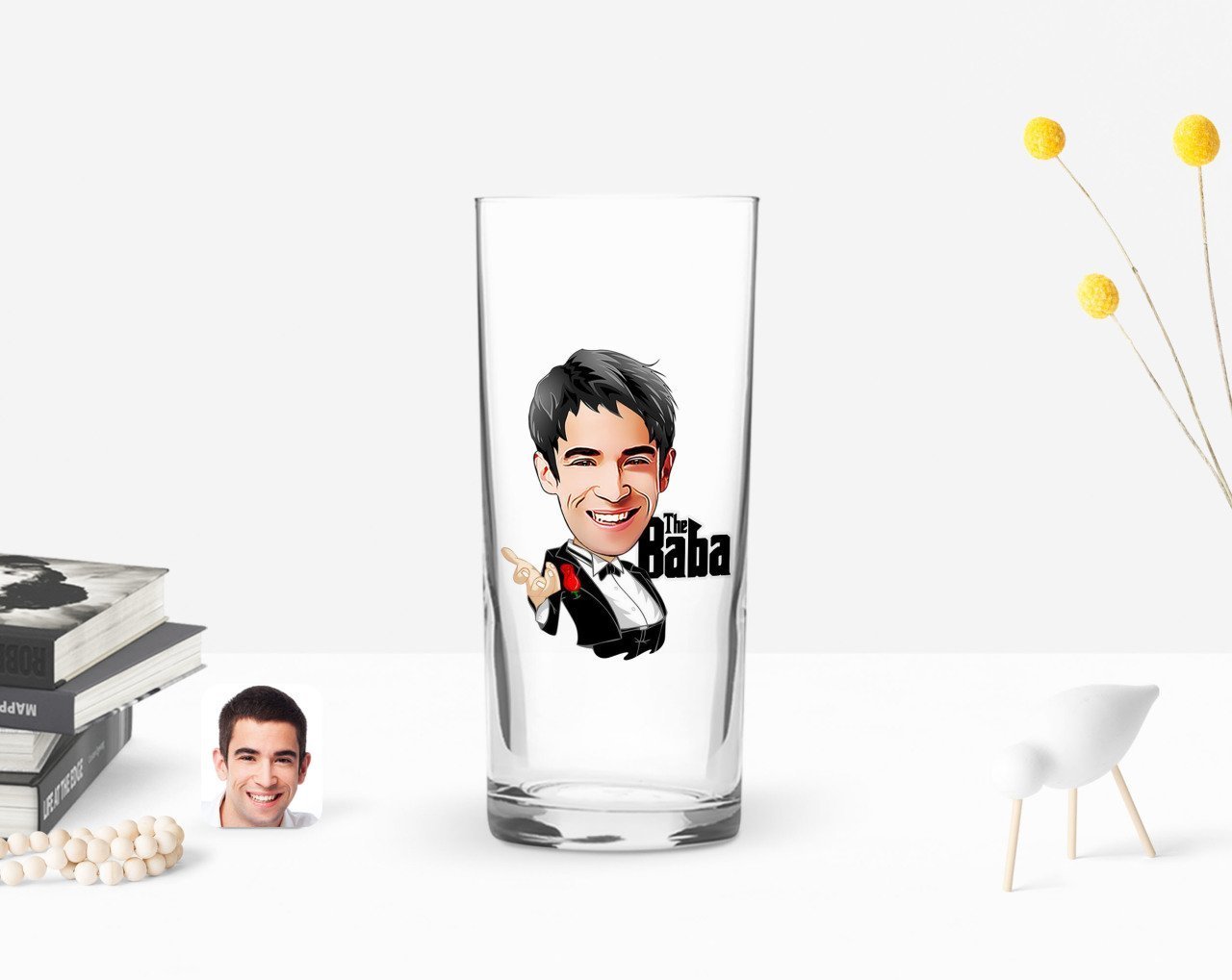 Kişiye Özel Renkli Baskılı Godfather Baba Karikatürlü Rakı Bardağı-2
