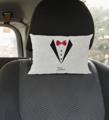 Kişiye Özel İsimli Damat Tasarımlı Dikdörtgen Araç Koltuk Yastığı-1