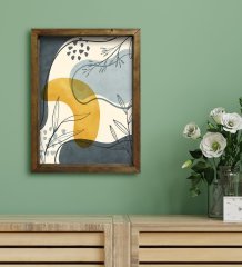 BK Gift Otel Odası Konseptli Doğal Masif Ahşap Çerçeveli Tablo 30x40cm-86