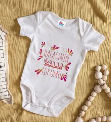 BK Kids Halasının Ballı Lokumu Tasarımlı Beyaz Bebek Body Zıbın-1