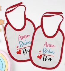 BK Kids Annem Babam Ben Tasarımlı 2’li Kırmızı Mama Önlüğü-1