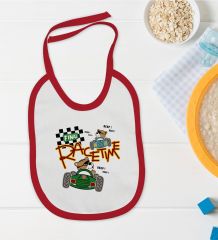 BK Kids Race Time Tasarımlı Kırmızı Bebek Mama Önlüğü-1