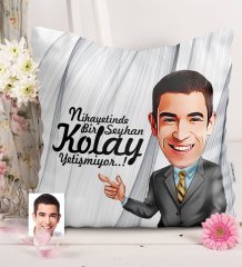 Kişiye Özel Kolay Yetişmiyor Karikatür Saten Yastık - 6