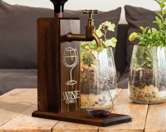 BK Gift Aynalı Altın Kabartma Musluklu Doğal Ceviz Ahşap Şarap Standı, Home Bar, İçecek Dispenseri, Ahşap İçecek Çeşmesi-5