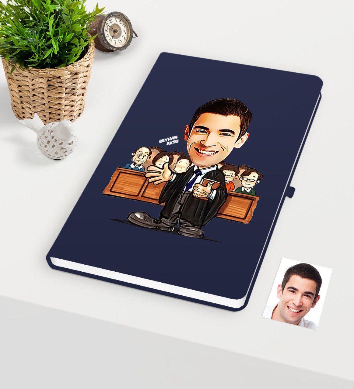 Kişiye Özel Bay Avukat Karikatürlü Lacivert Defter - 2