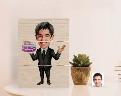 Kişiye Özel Erkek Doğum Günü Karikatürlü Otantik Masaüstü Ahşap Palet Çerçeve-2