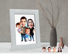 Kişiye Özel Aile Karikatürlü Dekoratif Çerçeve-3