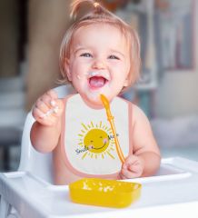 BK Kids Smile More Tasarımlı Pembe Bebek Body Zıbın ve Mama Önlüğü Hediye Seti-1