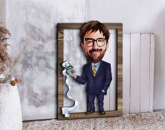 BK Gift Kişiye Özel Erkek Muhasebeci Karikatürlü 3D Ahşap Tablo, Sevgiliye Hediye, Arkadaşa Hediye, Yıl Dönümü Hediyesi, Doğum Günü Hediyesi-2