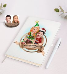 Kişiye Özel Yılın En Mükemmel Çifti Karikatürlü Beyaz Defter ve Kalem Hediye Seti-61