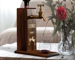 BK Gift Aynalı Altın Kabartma Musluklu Doğal Ceviz Ahşap Şarap Standı, Home Bar, İçecek Dispenseri, Ahşap İçecek Çeşmesi-4