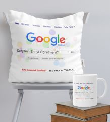 Kişiye Özel Google En İyi Öğretmeni Temalı Yastık Kupa Seti - 1