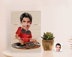Kişiye Özel Erkek DJ Karikatürlü Otantik Masaüstü Ahşap Palet Çerçeve-1