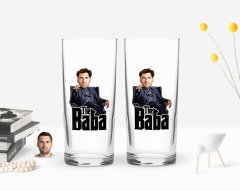 Kişiye Özel Renkli Baskılı Godfather Baba Karikatürlü İkili Rakı Bardağı Seti-8