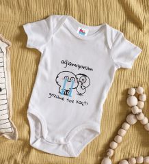 BK Kids Gözüme Toz Kaçtı Tasarımlı Beyaz Bebek Body Zıbın-1