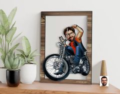 BK Gift Kişiye Özel Erkek Motorcu Karikatürlü 3D Ahşap Tablo, Sevgiliye Hediye, Arkadaşa Hediye, Yıl Dönümü Hediyesi, Doğum Günü Hediyesi-5