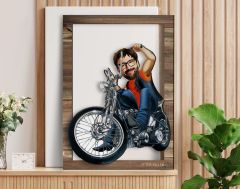 BK Gift Kişiye Özel Erkek Motorcu Karikatürlü 3D Ahşap Tablo, Sevgiliye Hediye, Arkadaşa Hediye, Yıl Dönümü Hediyesi, Doğum Günü Hediyesi-5