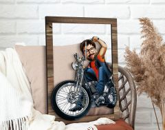 BK Gift Kişiye Özel Erkek Motorcu Karikatürlü 3D Ahşap Tablo, Sevgiliye Hediye, Arkadaşa Hediye, Yıl Dönümü Hediyesi, Doğum Günü Hediyesi-5