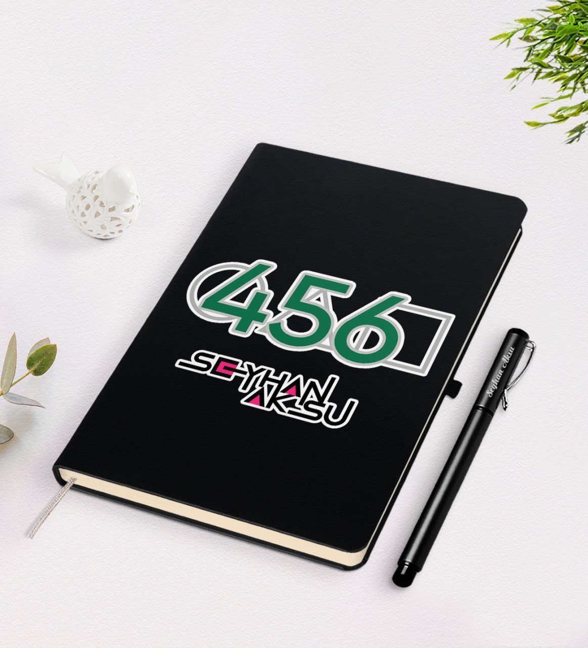 Kişiye Özel Squid Game Tasarımlı Siyah Defter ve Kalem Seti-11