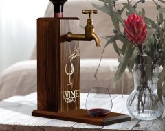 BK Gift Aynalı Altın Kabartma Musluklu Doğal Ceviz Ahşap Şarap Standı, Home Bar, İçecek Dispenseri, Ahşap İçecek Çeşmesi-3