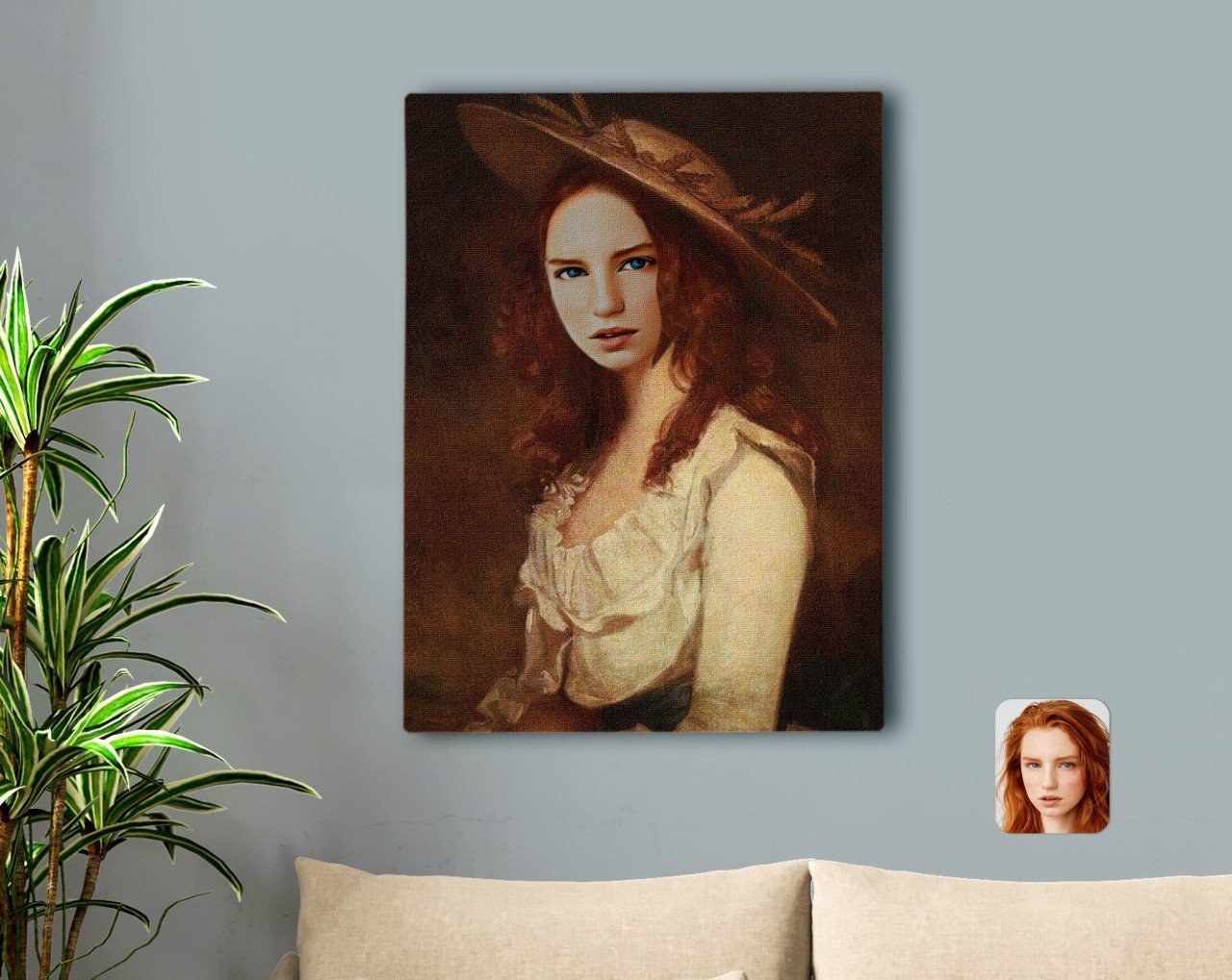 Kişiye Özel Kadın Rönesans Tasarımlı Kanvas Tablo 50x70cm-2