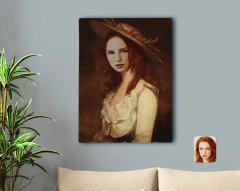 Kişiye Özel Kadın Rönesans Tasarımlı Kanvas Tablo 50x70cm-2