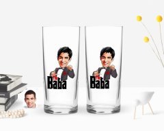 Kişiye Özel Renkli Baskılı Godfather Baba Karikatürlü İkili Rakı Bardağı Seti-7