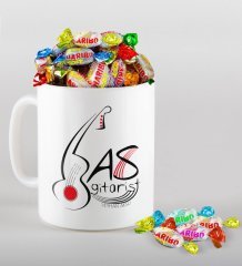 Kişiye Özel Bas Gitarist Kupa ve Haribo Şeker Hediye Seti-1