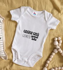 BK Kids Gelüse Gelü Tasarımlı Beyaz Bebek Body Zıbın-1