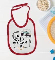 BK Kids Polis Olucam Tasarımlı Kırmızı Bebek Mama Önlüğü-1