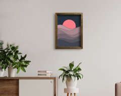 BK Home Doğal Masif Ahşap Çerçeveli Tablo 45x65cm-93