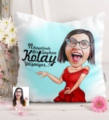 Kişiye Özel Kolay Yetişmiyor Karikatür Saten Yastık - 3